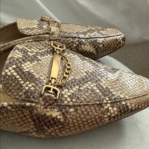 Sam Edelman Gold Snake-Print Slip-On Mules - Picture 4 of 6
